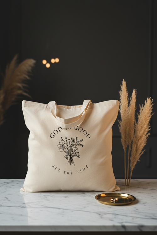 God Is Good Tote Bag – Premium editorial shot