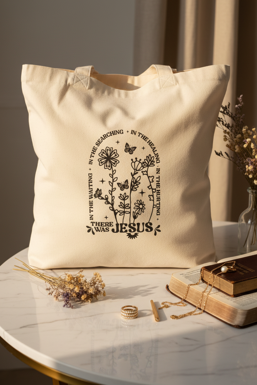 There Was Jesus Tote Bag – Premium editorial shot