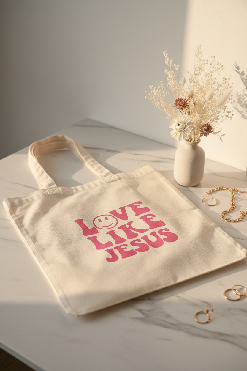 Love Like Jesus Tote Bag – Premium editorial shot